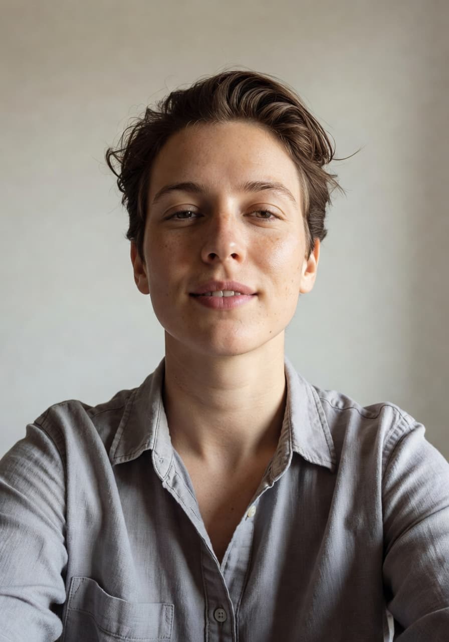 Casual smartphone selfie before SelfAI AI photo studio — original selfie input