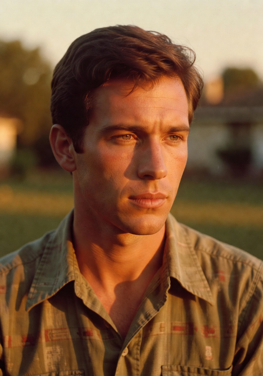 AI-generated 1970s retro film portrait with Kodachrome tones — SelfAI Studio